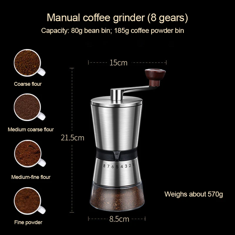 8-traps verstelbare handmatige - Burr Hand Grinder recensie en prijs